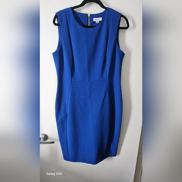 NWOT Elegant Blue Sleeveless Dress - Picture 3 of 6